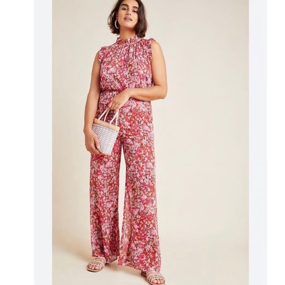 Anthropologie Ali & Jay It's Your Girl Red Floral Sleeveless Jumpsuit - Small
